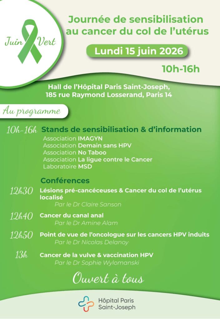programme juin vert 2026 hopital paris saint joseph - Journée de sensibilisation au cancer du col de l'utérus