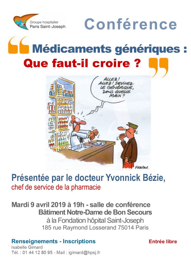 2 affiche - Conférence : médicaments génériques : que faut-il croire ?