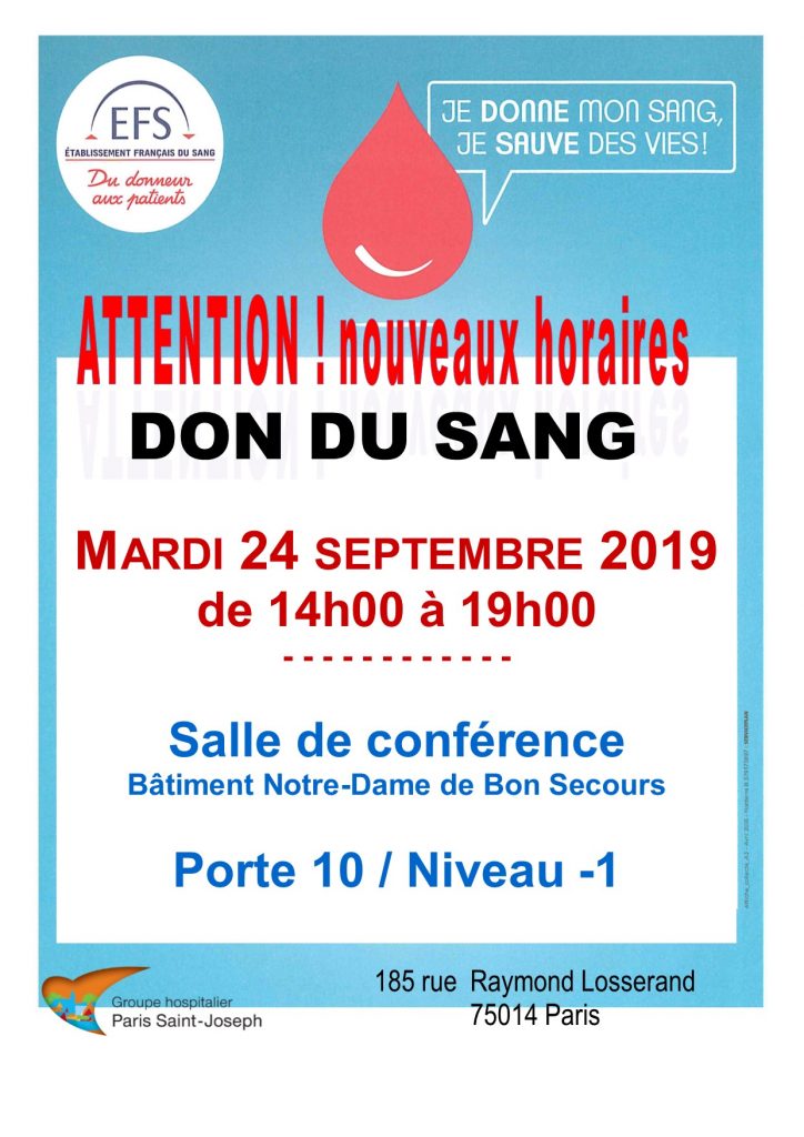 affiche - Don du sang de 14 à 19h