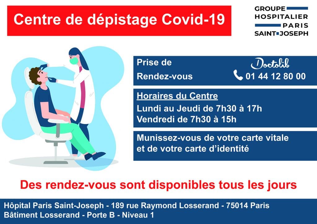 affiche centre de depistage covid 19 - Dépistage et vaccination